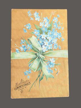10/$25 Antique Blank Gilded Embossed Postcard Art Nouveau Forget-Me-Nots